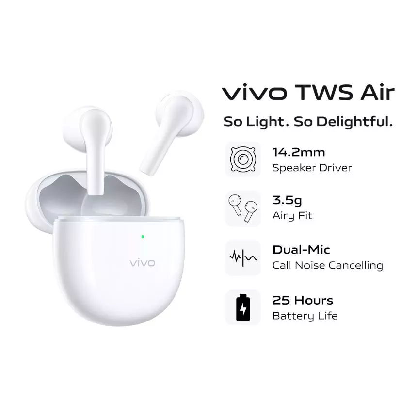 vivo TWS Air-Lightweight Design, 25h Battery Life