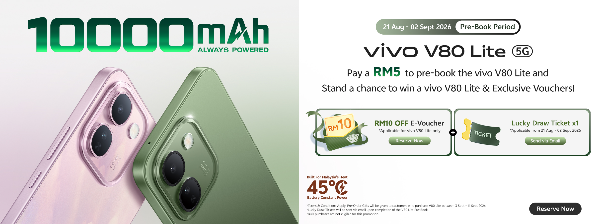 Pre-Book your vivo V80 Lite with RM5 Today!