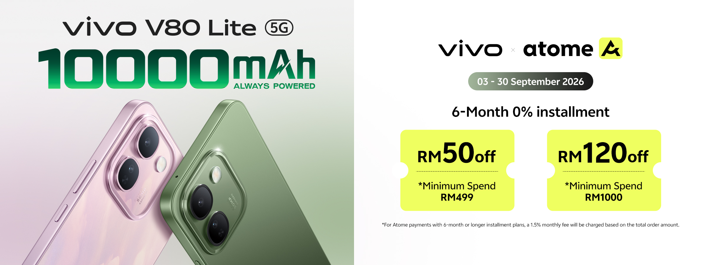 Pre-Order vivo V80 Lite with Atome and get Extra RM120 Off Discount!